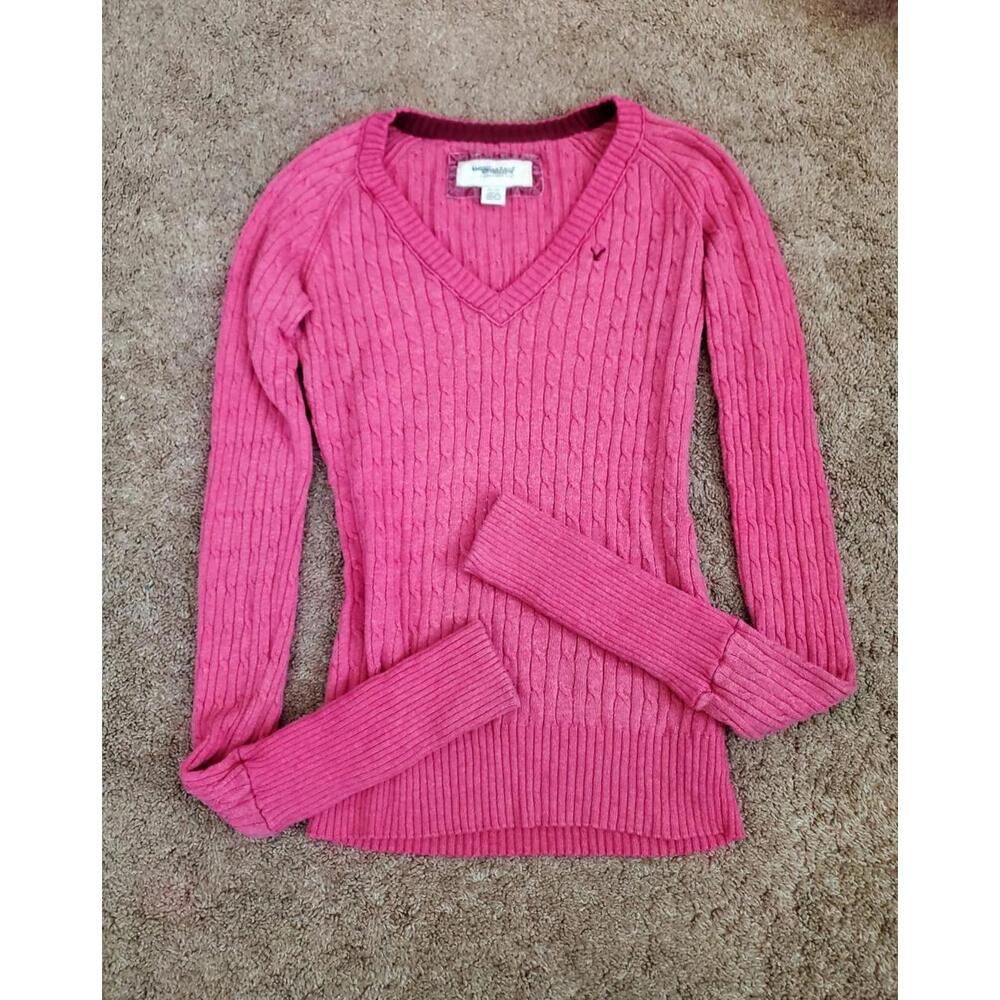 Y2K 2000s American Eagle Vintage Fitted Long Sleeve Knit Sweater Top Size Medium